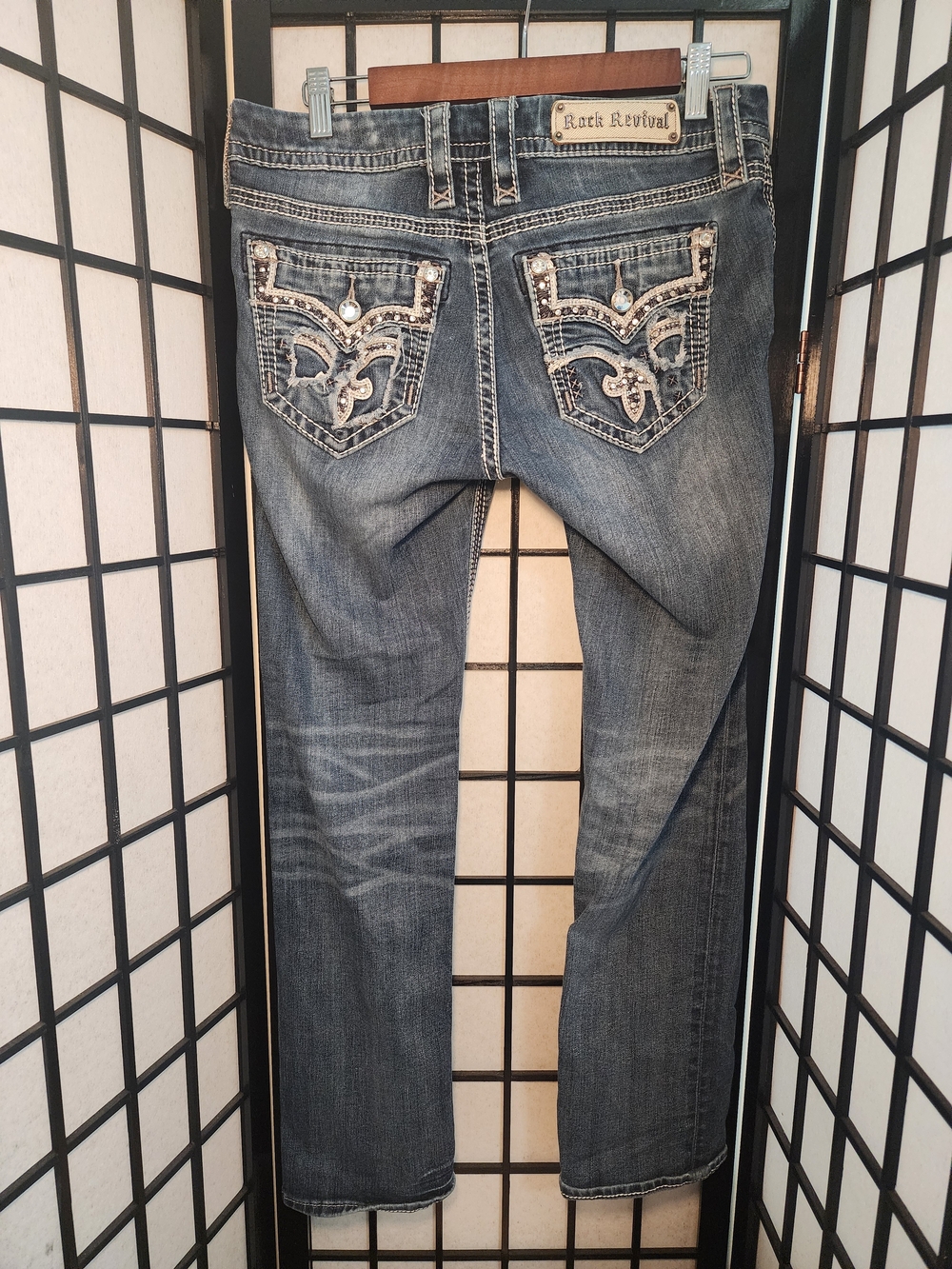 Rock Revival Women's Distressed Embellished Back-Pocket Jeans - Denim Blue